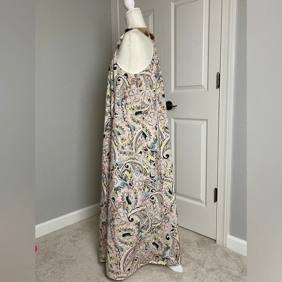 Laundry by Shelli Segal Paisley Print Tasseled Halter Maxi Dress Size 8 - Picture 3 of 7